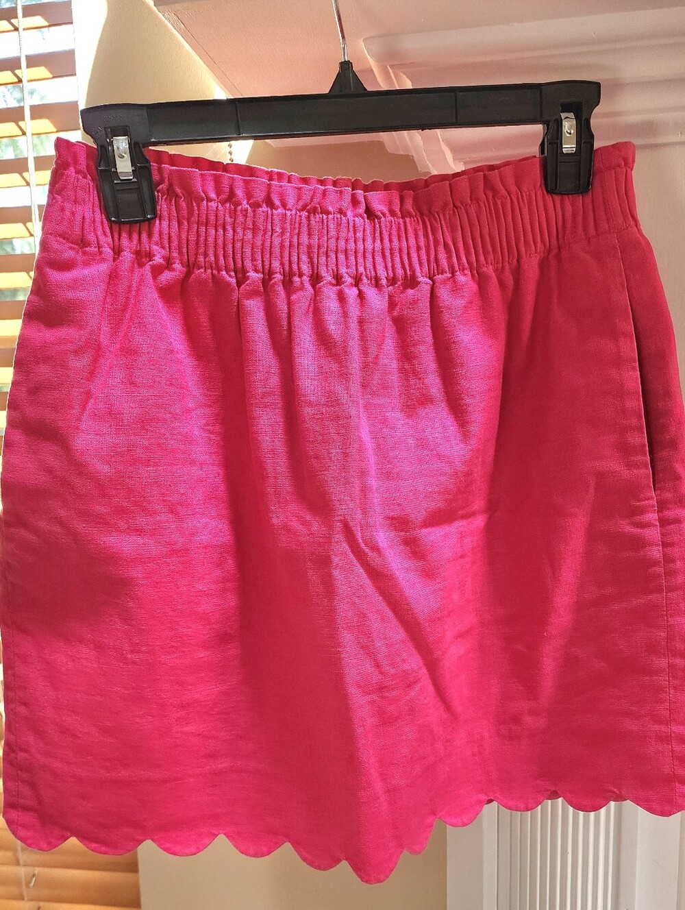 J. Crew Hot Pink Scalloped Edge Elastic Waist Skirt Sz 4